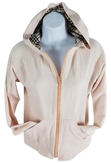 Burberry Pale Pink Zip Front Check Lined Pockets SweatshirtHoodie4 S