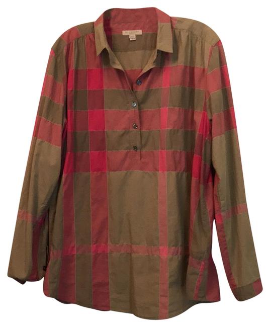 Burberry Pink and Khaki Brit Button down Top12 L