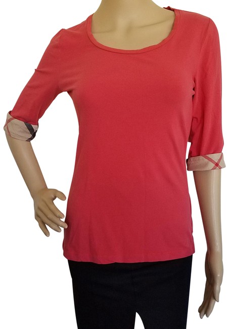 Burberry Pink Beige Brit Nova Check Itrm 34 Sleeve Blouse4 S