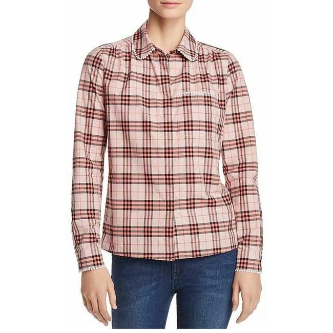 Burberry Pink Plaid Brambling Embroidered Button down Top14 L