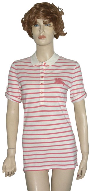 Burberry Pink Womens Polo Shirt Medium Blouse8 M