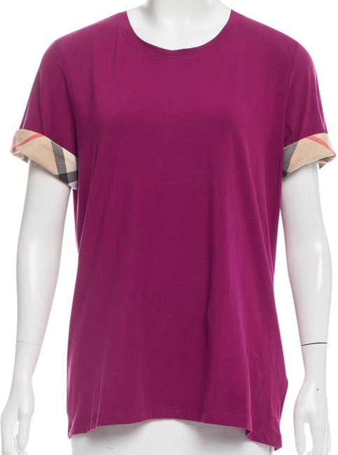 Burberry Purple Beige XL Nova Check Trim Lightweight Blouse14 L