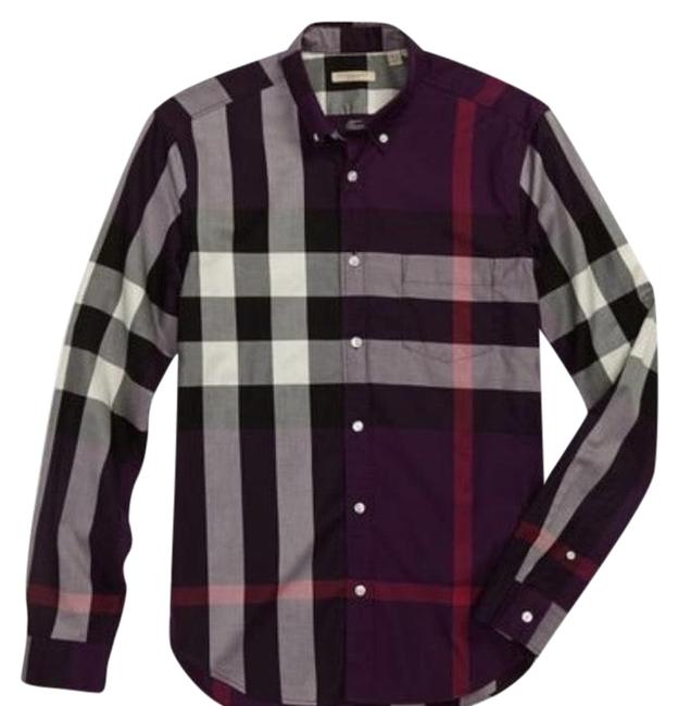 Burberry Purple Brit fred Check Sport Mens Shirt M Button down Top8 M