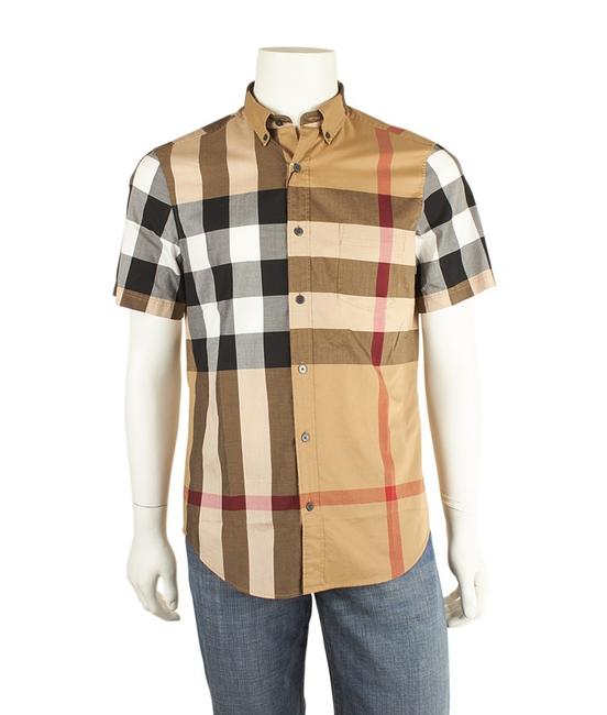 Burberry RedBeige Cotton Shirt 78822 Button down Top8 M