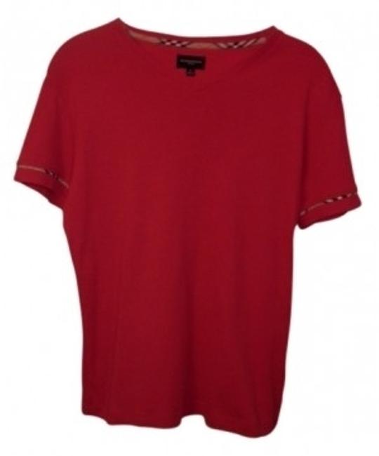 Burberry RedPlaid Nova Check Trim Tee Shirt12 L