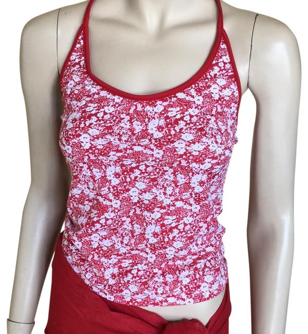 Burberry Red And White Flower Print Halter Top4 S