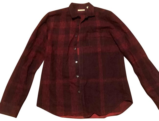 Burberry Red Bright Opal Nova Check Cotton Shirt Activewear Top10 M