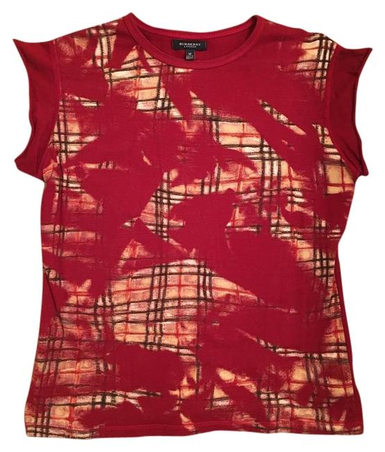 Burberry Red Brown with Check Tee Shirt8 M