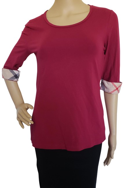 Burberry Red Magenta Nova Check Trim Blouse8 M