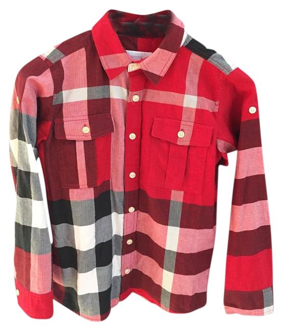 Burberry Red Plaid Kids 10 Yrs Tee Shirt8 M