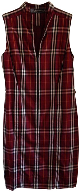 Burberry Red Vintage Plaid Jumper Short WorkOffice Dress6 S