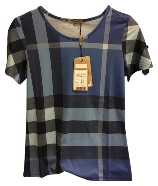 Burberry Royal Blue Cotton Lycra Knit Womens Medium Tee Shirt10 M