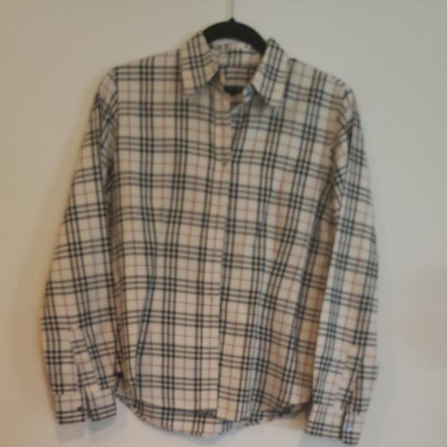 Burberry Tan and Black Classic Plaid Button down Top8 M