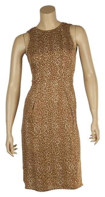 Burberry TanBrown Silk 74215 Knee Length Short Casual Dress2 XS