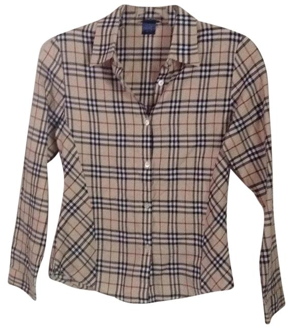 Burberry Tan Black Red ChildrenS 12 Button down Top0 XS