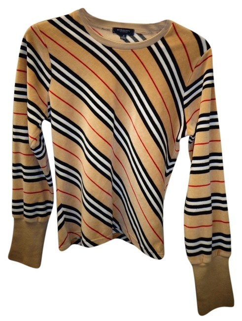 Burberry Tan Black Red White Sweater