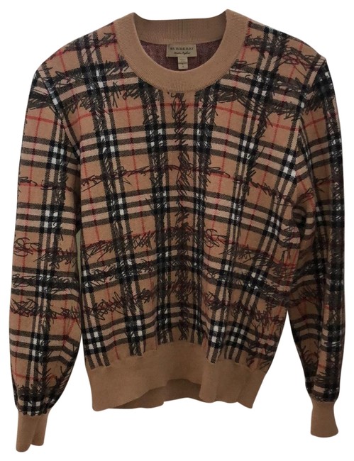 Burberry Tan Black White Red Sweater