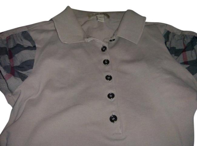 Burberry Tan with Check Sleeves Brit Buttons Blouse0 XS