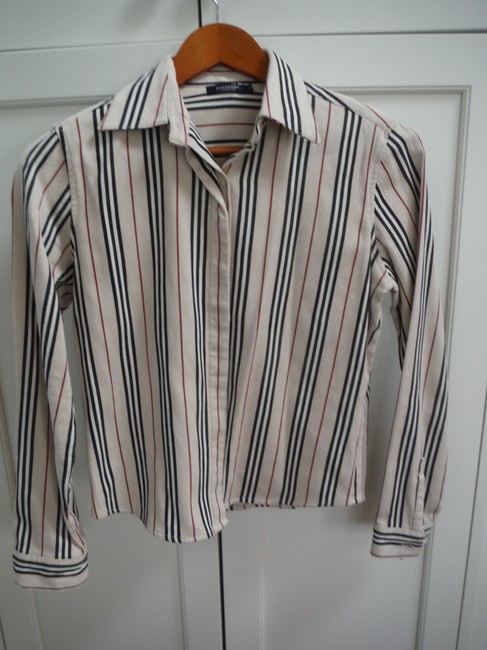 Burberry Tan with Nova Color Stripes Button down Top4 S