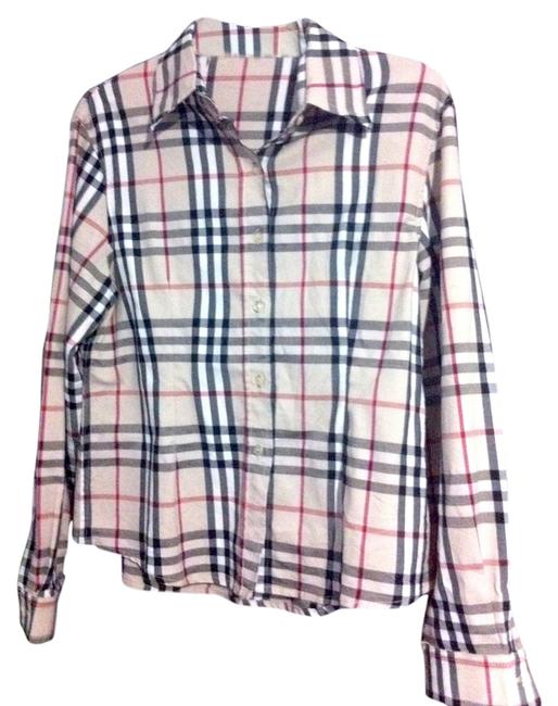 Burberry TanRedBlack ChicStylish Button down Top12 L