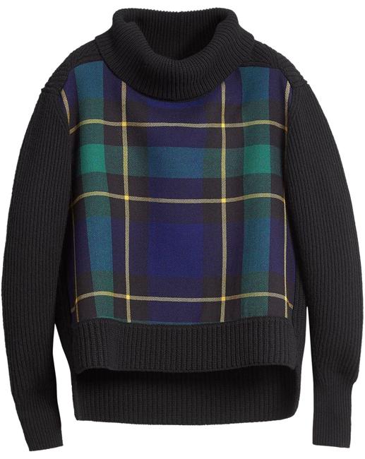 Burberry Tartan Panel Turtleneck Black Sweater