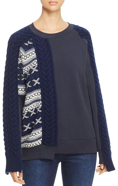 Burberry Tinhela Mixed Media Navy Sweater