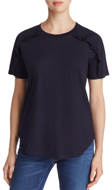 Burberry True Navy Tamega Ruffle Trim Logo Blouse12 L