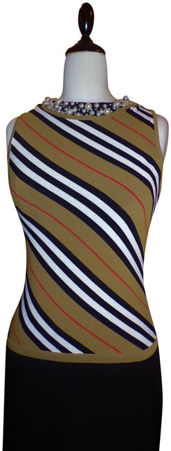 Burberry Vest Red Tan White Black Sweater