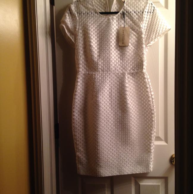 Burberry White 17588a Mid length WorkOffice Dress10 M