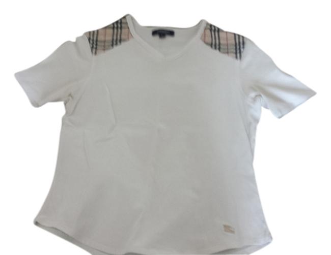 Burberry White and Checkers Tee Shirt2 XS