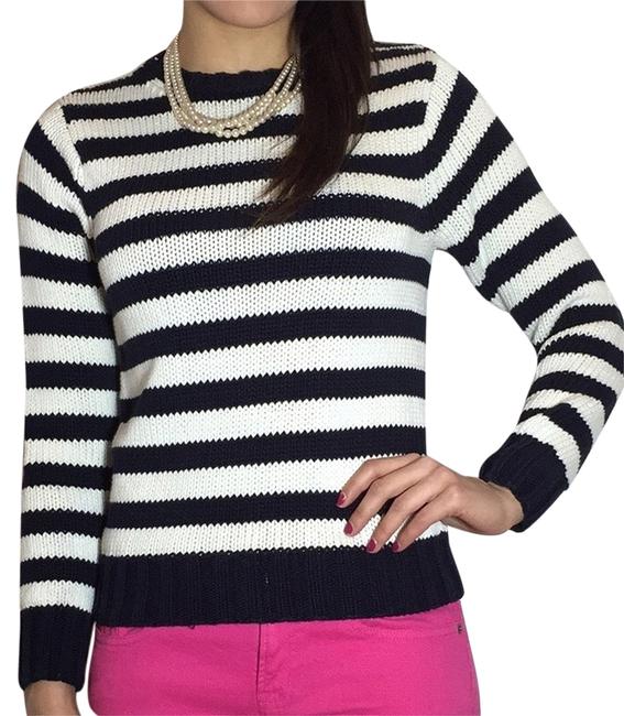 Burberry Striped White and Navy Sweater