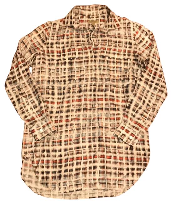 Burberry White and Red Print Silk Tunic4 S
