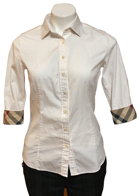 Burberry White Basic Fits Small To Medium Button down Top8 M