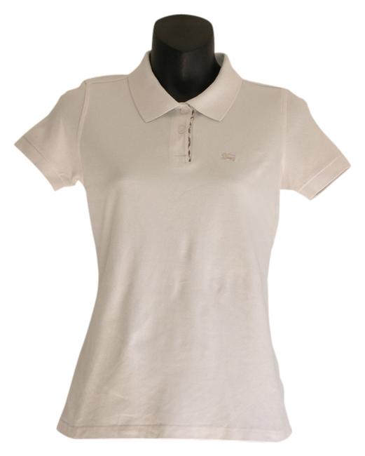 Burberry White Classic Polo Nova Check Sleeve Tee Shirt4 S