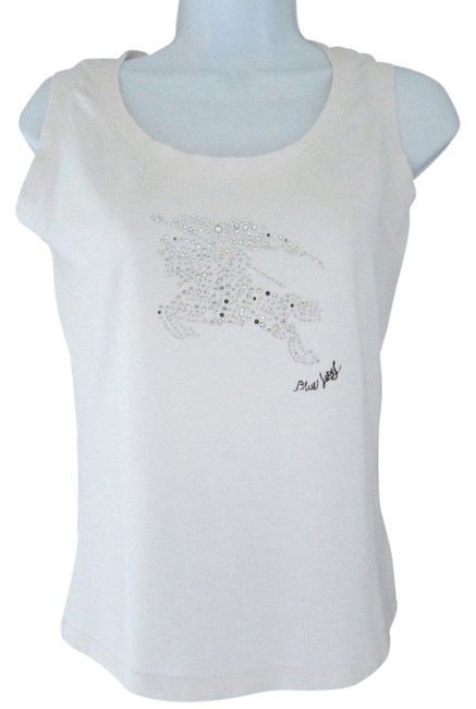 Burberry White Embellished Blue Label Trim Tank TopCami12 L