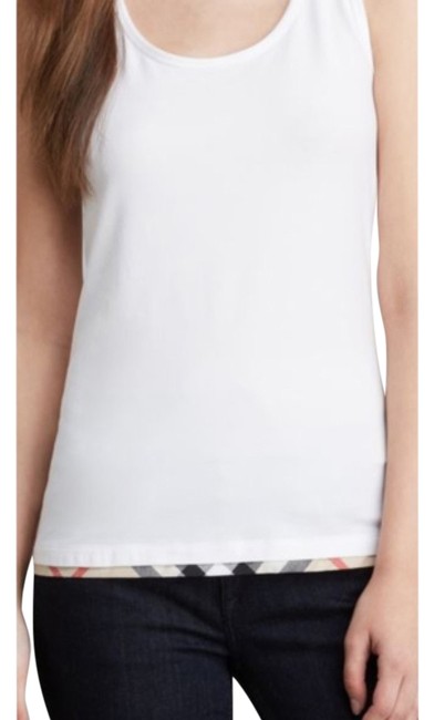 Burberry White New Check Trimmed Tank TopCami16 XL, Plus 0x