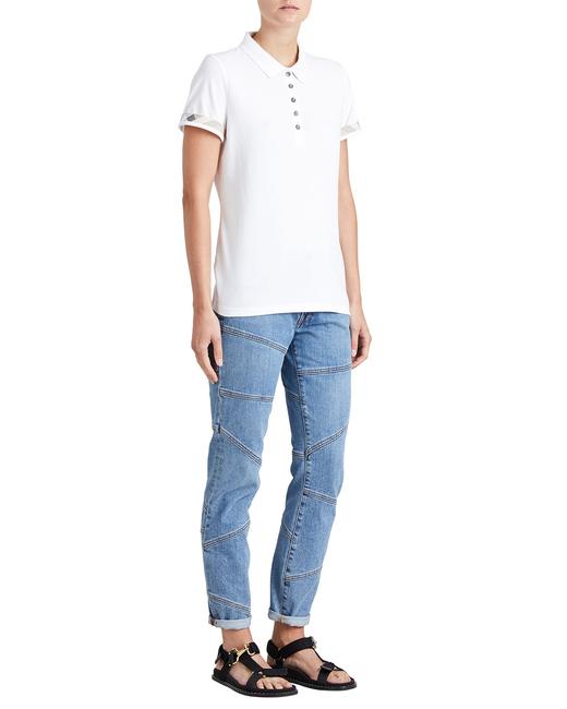 Burberry White New Slim fit Polo with Check Trim Medium Tee Shirt8 M