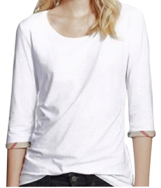 Burberry White Nova Check Quarter Sleeve Tee ShirtPetite 4 S