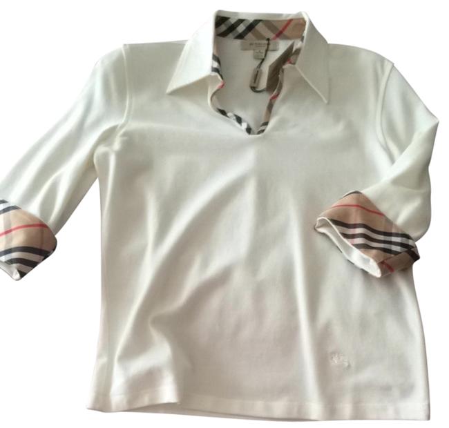 Burberry White PiquePlaid Blouse4 S