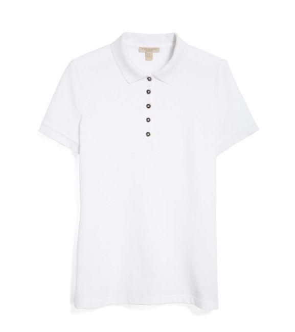 Burberry White Polo with Check Trim Tee Shirt16 XL, Plus 0x