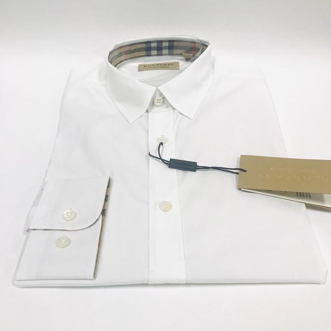 Burberry Whitefit Cotton blend Shirt Mens Button down Top12 L