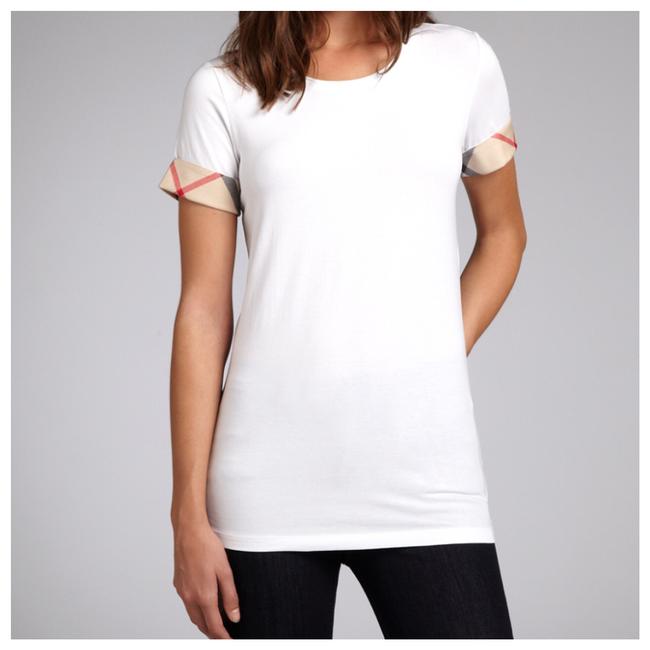 Burberry White Shot sleeve Long Tee ShirtOS one size