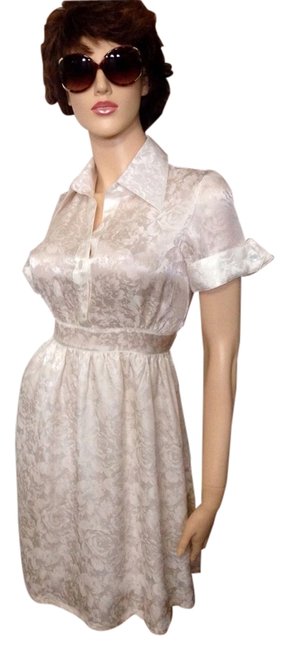 Burberry White Silk Floral Short Casual Dress12 L