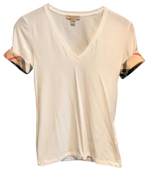 Burberry White V neck Tee Shirt4 S