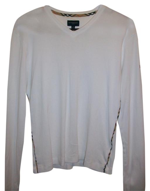 Burberry White WBurberry Plaid Seams Tee Shirt12 L