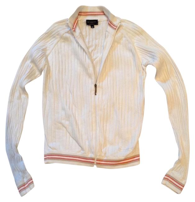 Burberry WhiteRedTan Cotton Cardigan0 XS