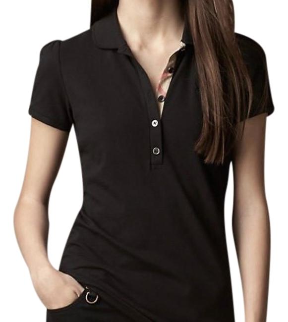 Burberry Womens Black Cotton Puff Sleeve Polo Tee Shirt8 M