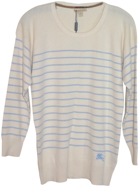 Burberry Womens Cashmere Cotton Medium Blue Sweater