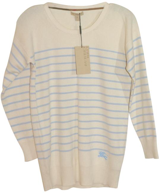 Burberry Womens Cashmere Cotton Small Blue Sweater