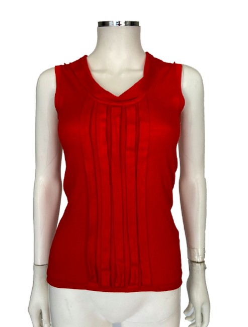 Burberry XS W Knit Sleeveless Tie and Pleat Detail Red Sweater